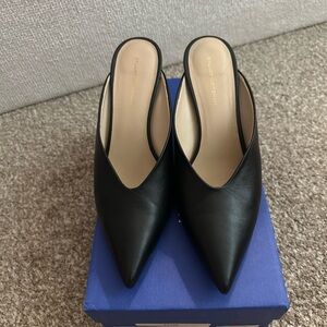 Stuart Weitzman Black Leather Mules